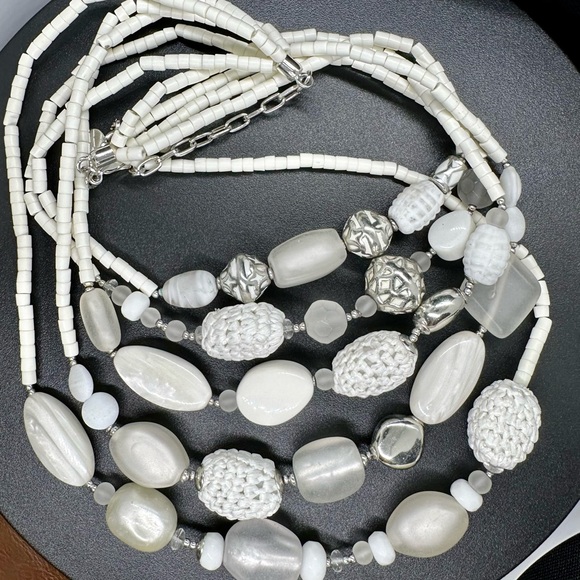 Chicos, necklace to white and silver, multi strand necklace, unique and stunning - Picture 7 of 13